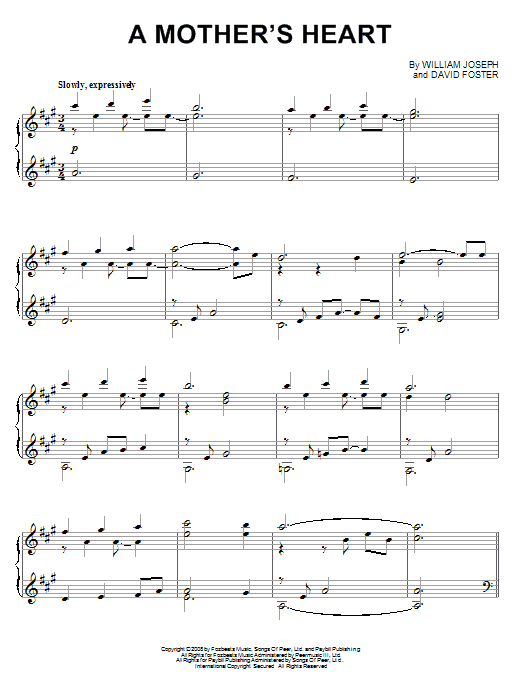 William Joseph A Mother's Heart Sheet Music
