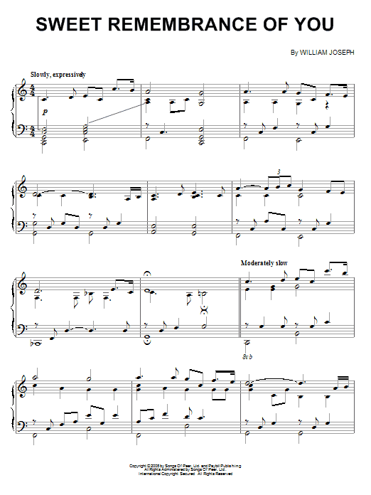 William Joseph Sweet Remembrance Of You Sheet Music