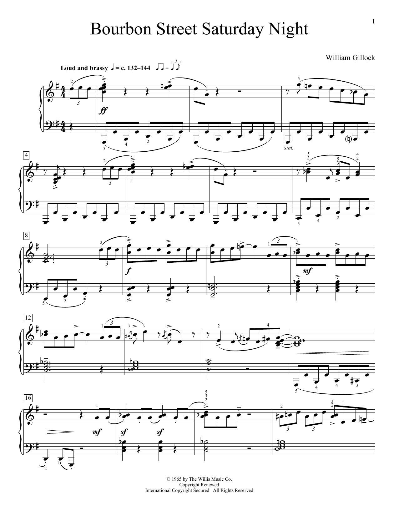 William Gillock Bourbon Street Saturday Night Sheet Music