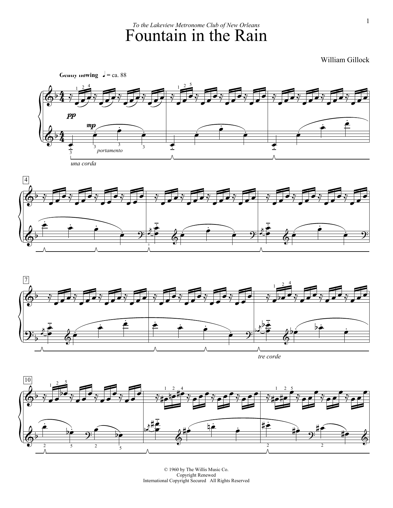 William Gillock Fountain In The Rain Sheet Music