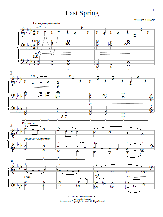 William Gillock Last Spring Sheet Music