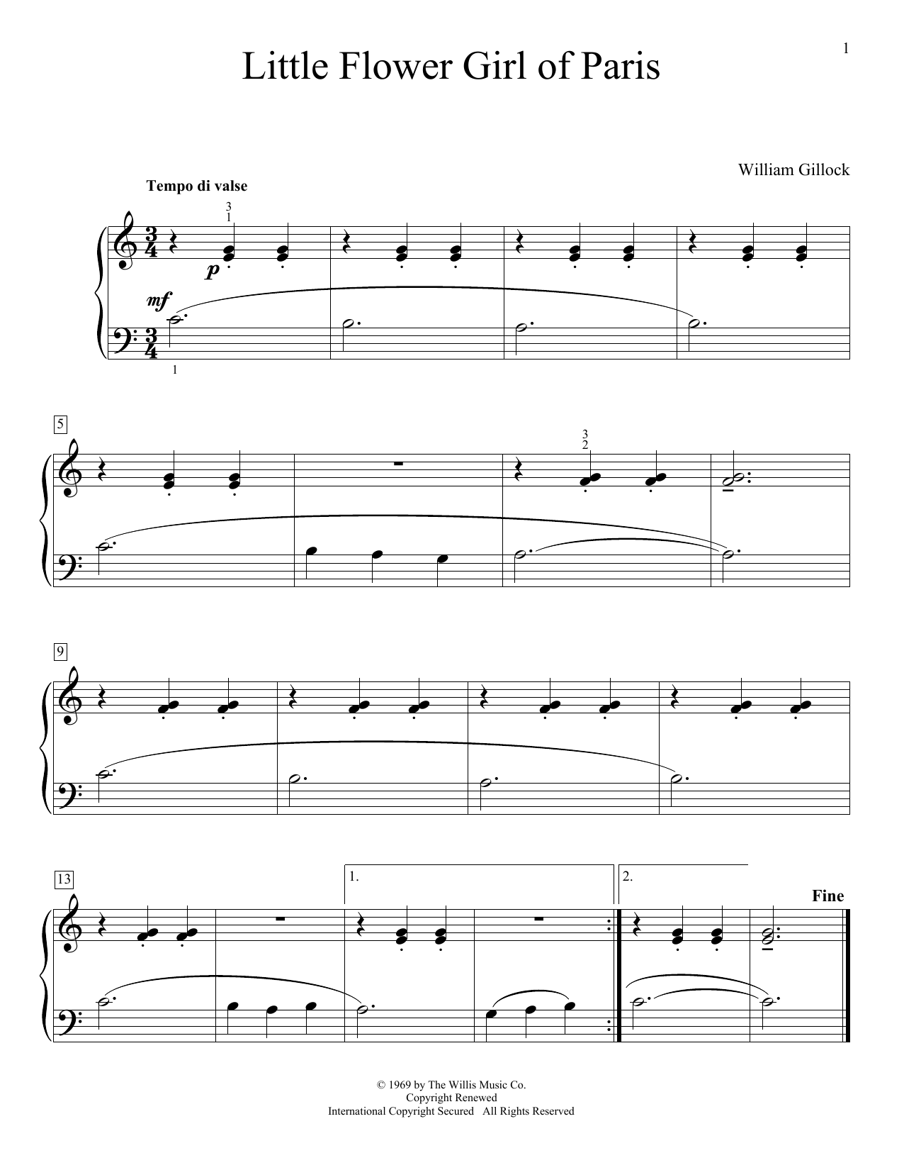 William Gillock Little Flower Girl Of Paris Sheet Music
