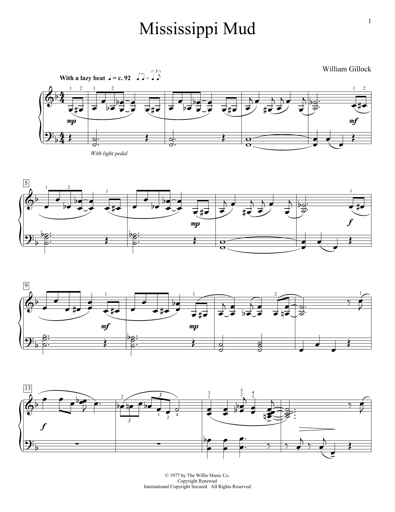 William Gillock Mississippi Mud Sheet Music