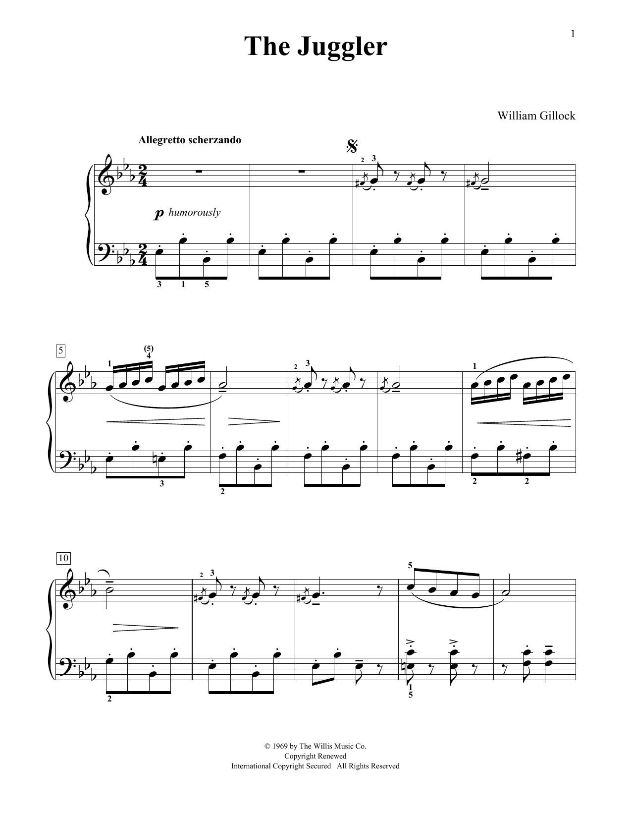 William Gillock The Juggler Sheet Music
