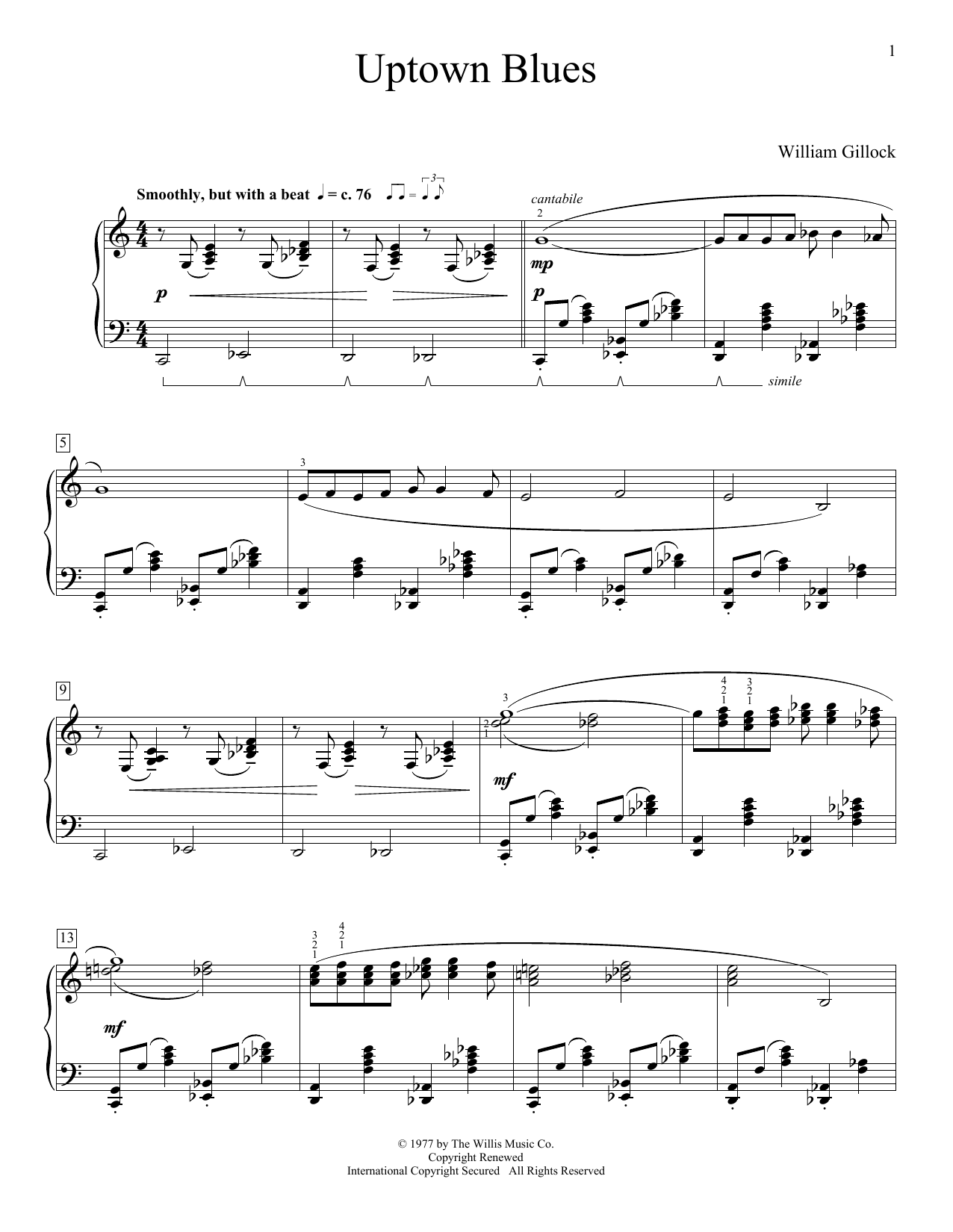 William Gillock Uptown Blues Sheet Music