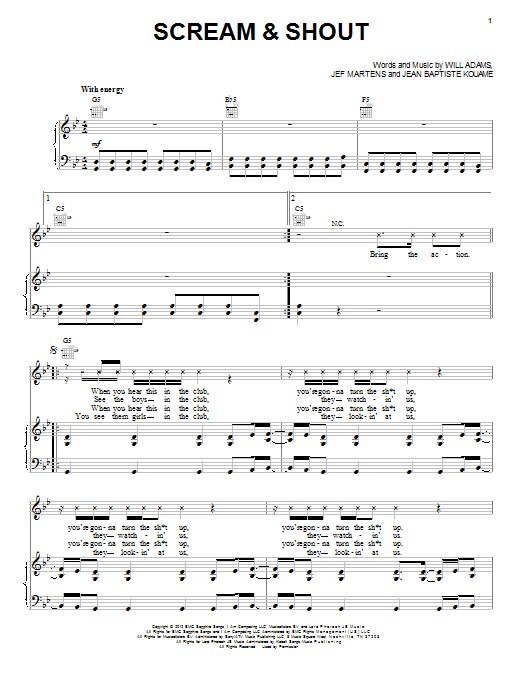 Will.i.am Scream & Shout Sheet Music