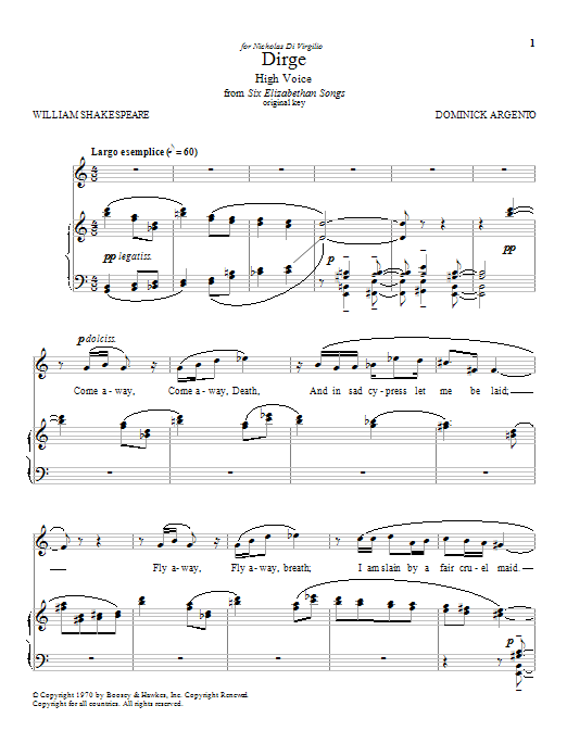 William Shakespeare Dirge Sheet Music