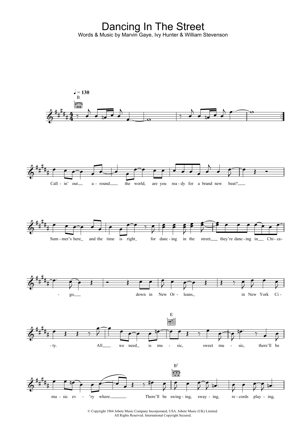 William Stevenson Dancing In The Street Sheet Music