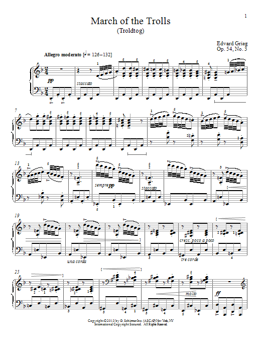 William Westney March Of The Trolls (Troldtog), Op. 54, No. 3 Sheet Music
