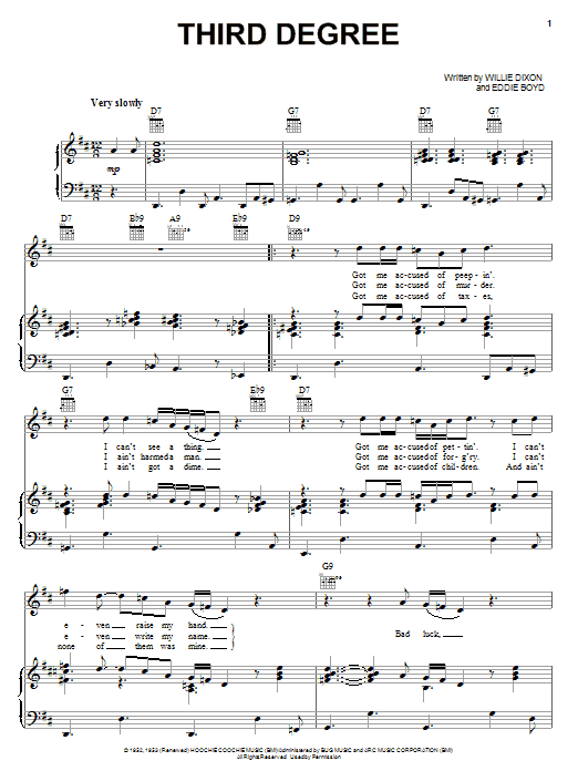 Willie Dixon Third Degree Sheet Music