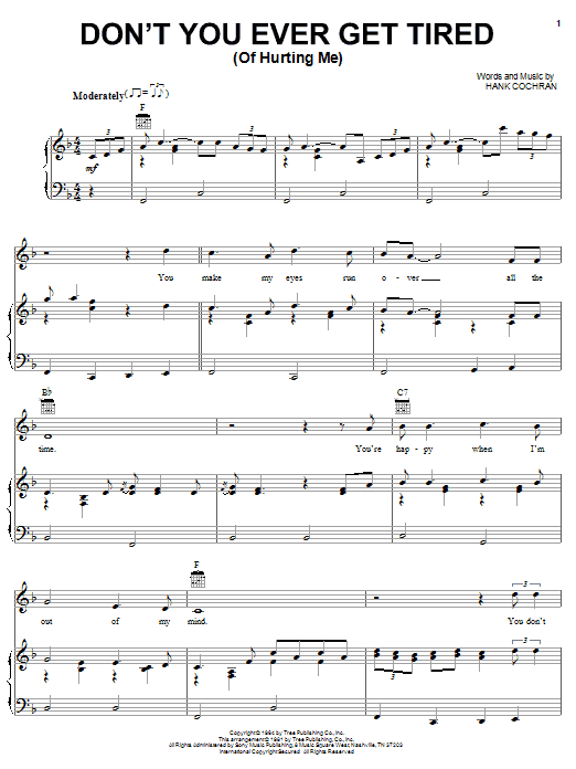 Willie Nelson Don't You Ever Get Tired (Of Hurting Me) Sheet Music