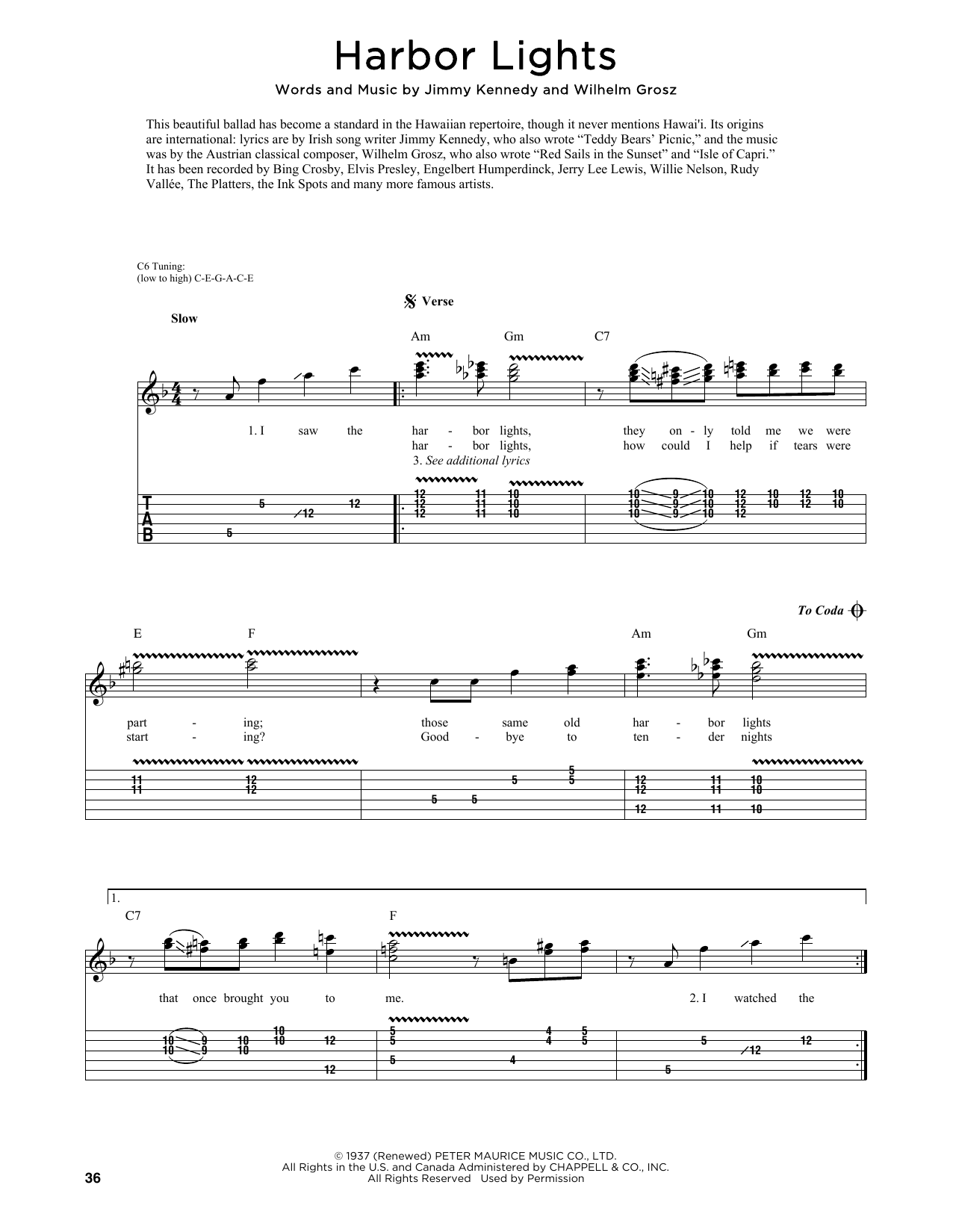 Willie Nelson Harbor Lights (arr. Fred Sokolow) Sheet Music