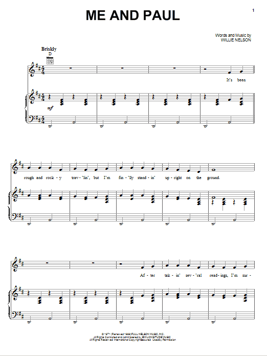 Willie Nelson Me And Paul Sheet Music