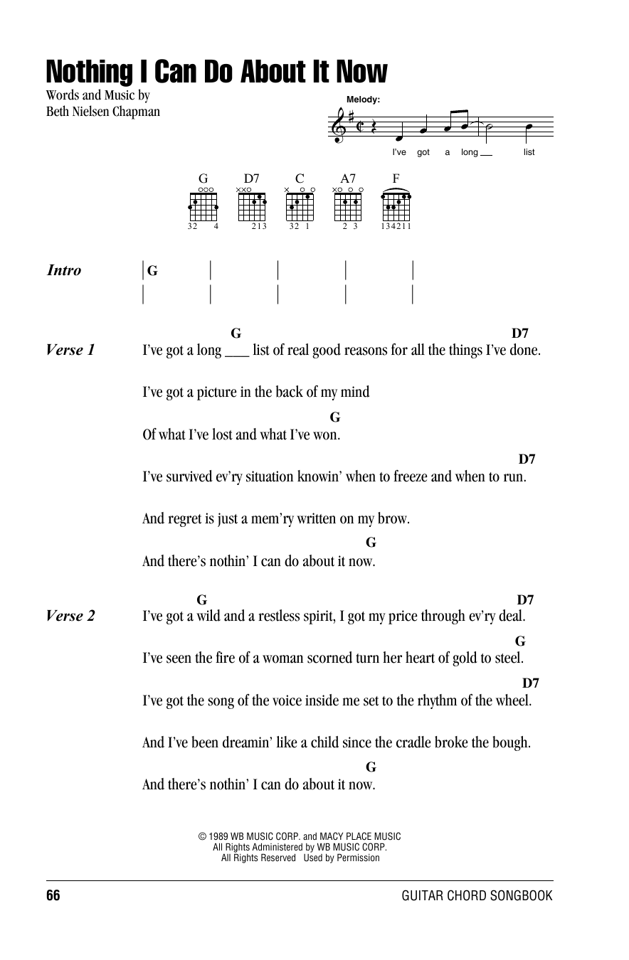 Willie Nelson Nothing I Can Do About It Now Sheet Music