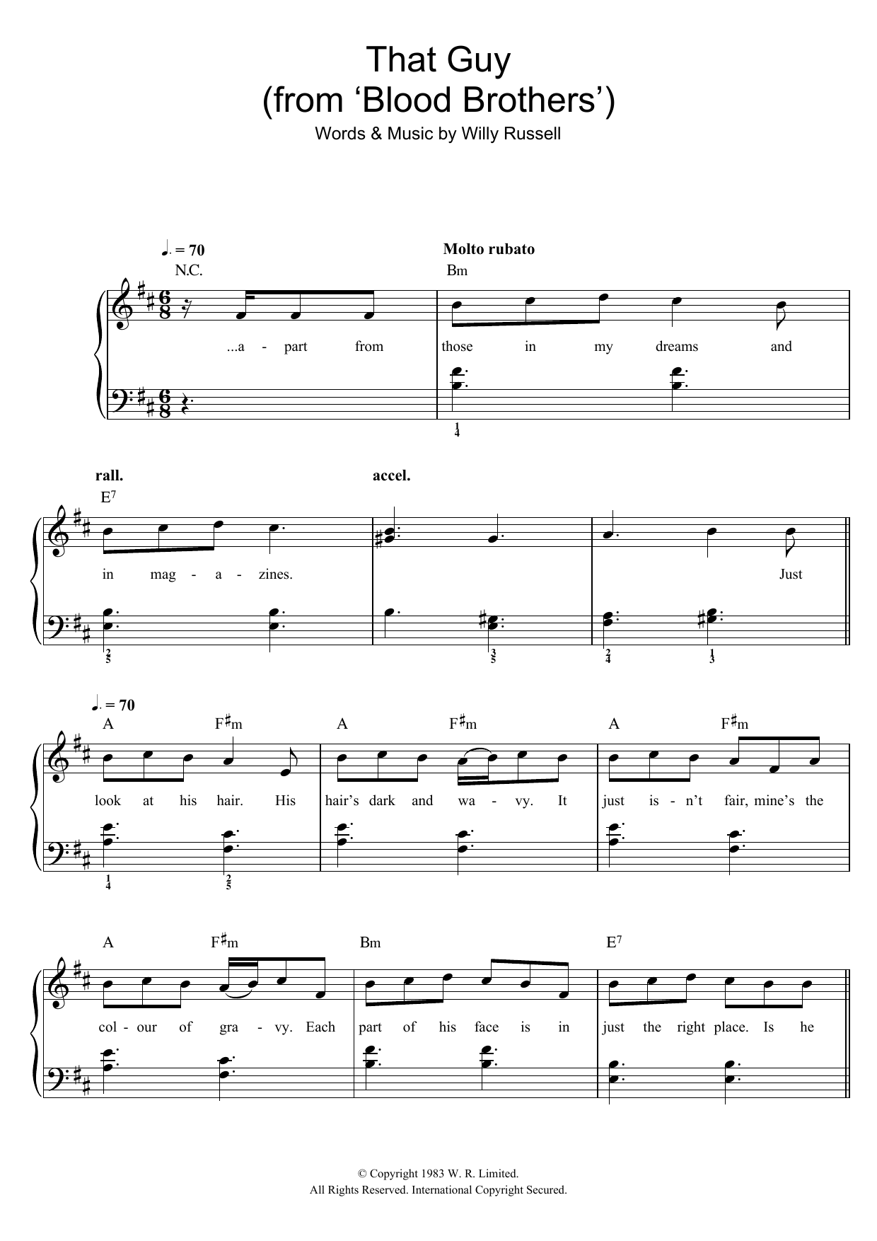 Willy Russell That Guy (from Blood Brothers) Sheet Music