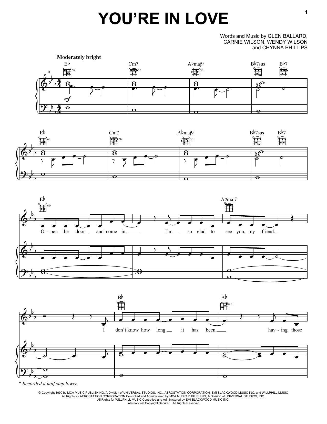 Wilson Phillips You're In Love Sheet Music