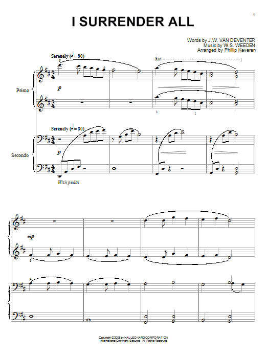 Winfield S. Weeden I Surrender All (arr. Phillip Keveren) Sheet Music