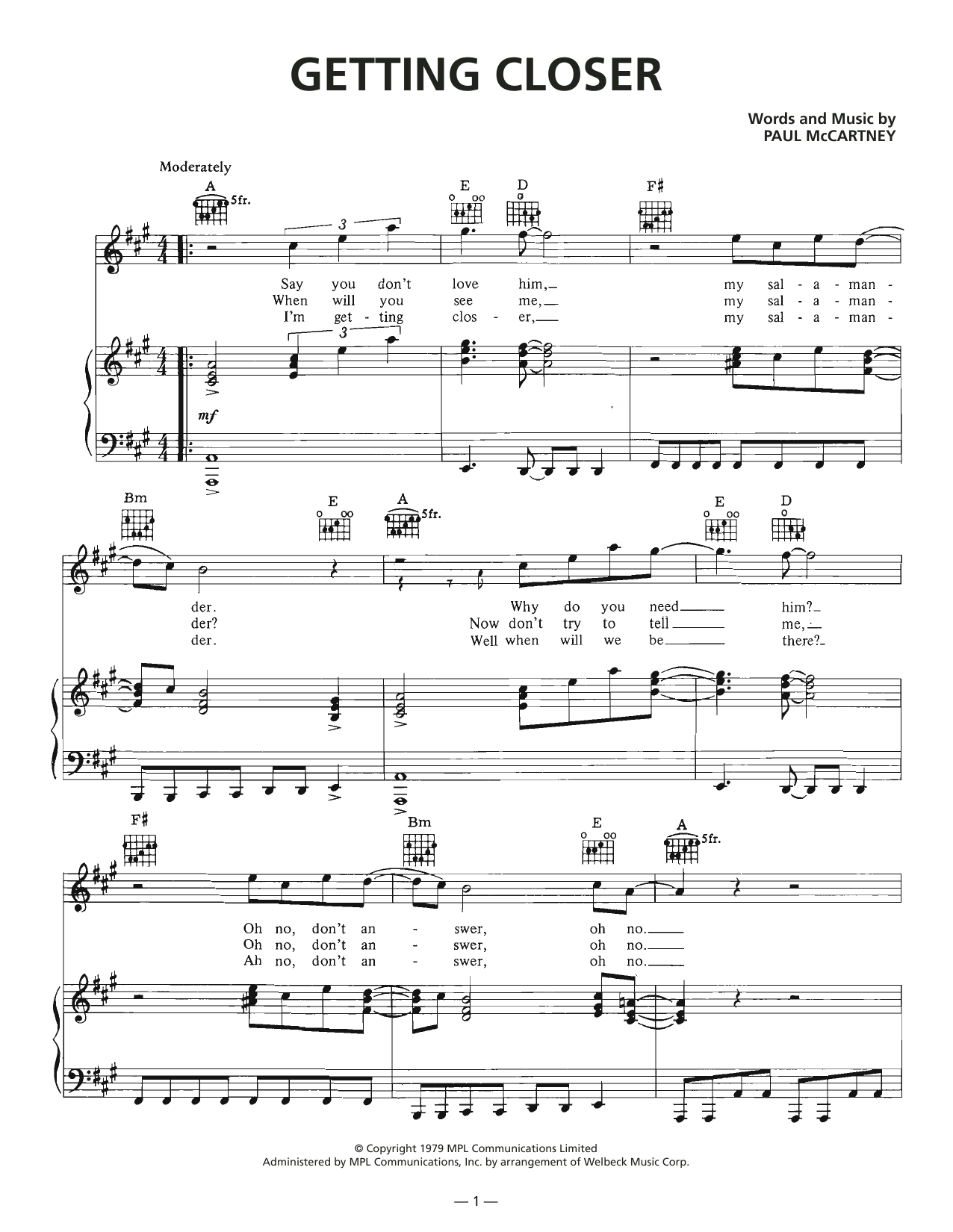 Wings Getting Closer Sheet Music