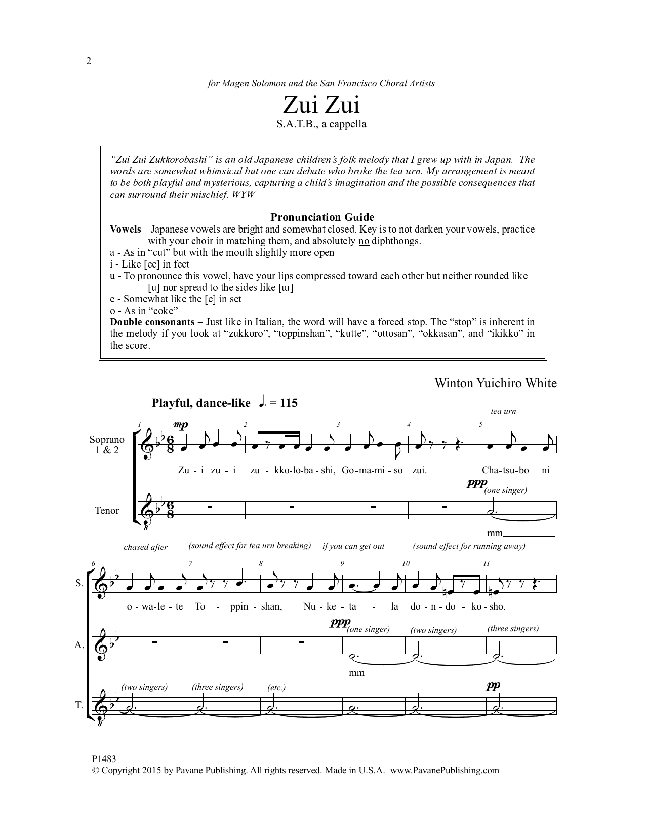 Winton Yuichiro White Zui Zui Sheet Music