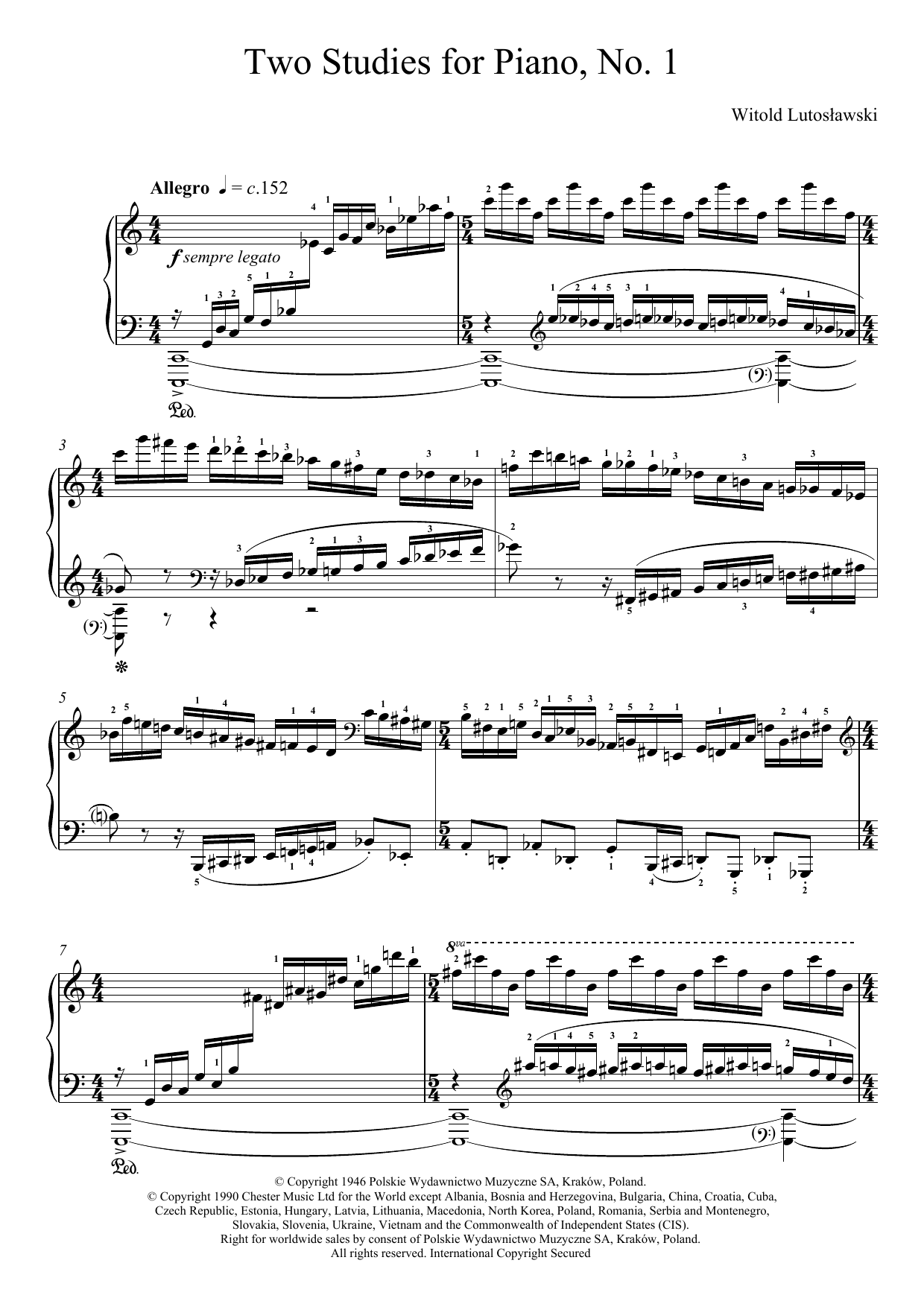 Witold Lutoslawski Two Studies For Piano, 1. Allegro Sheet Music