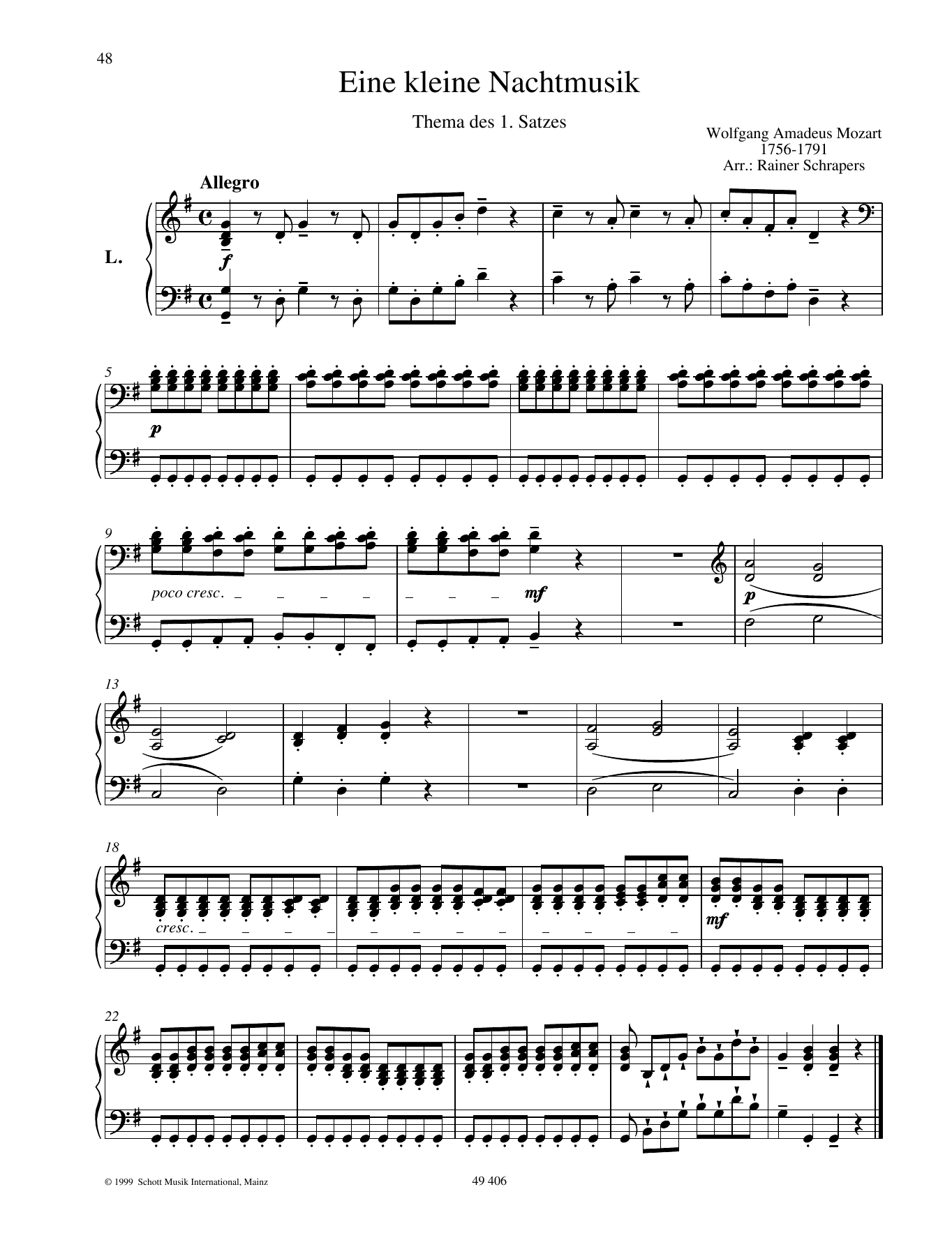 Wolfgang Amadeus Mozart A Little Night Music Sheet Music
