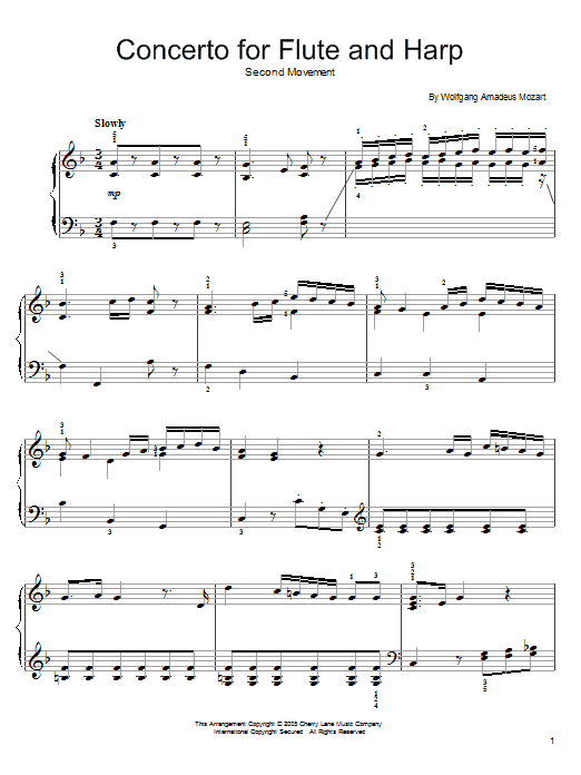 Wolfgang Amadeus Mozart Andantino (from Concerto for Flute and Harp, K299) Sheet Music