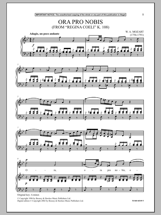 Wolfgang Amadeus Mozart Ora Pro Nobis (from Regina Coeli K. 108) Sheet Music