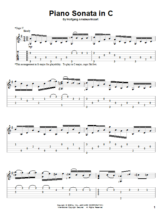 Wolfgang Amadeus Mozart Piano Sonata In C Sheet Music