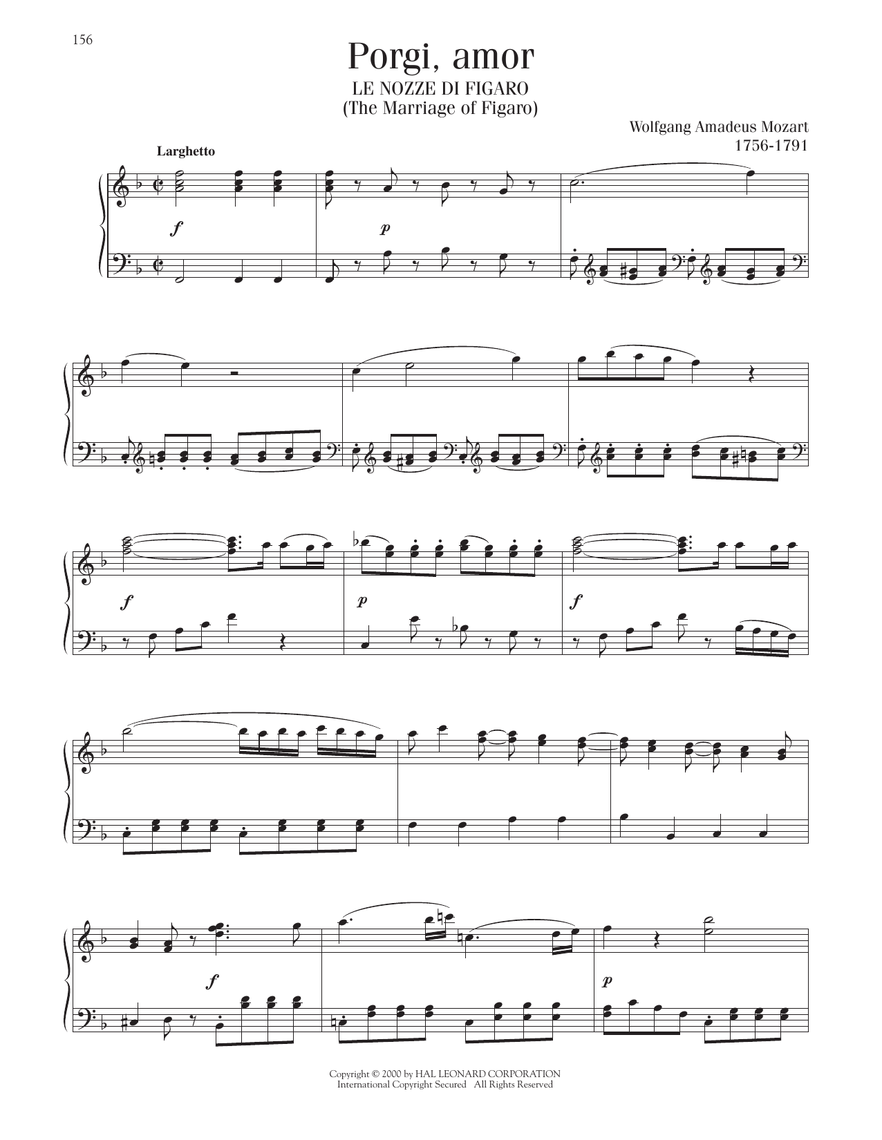 Wolfgang Amadeus Mozart Porgi, Amor Sheet Music