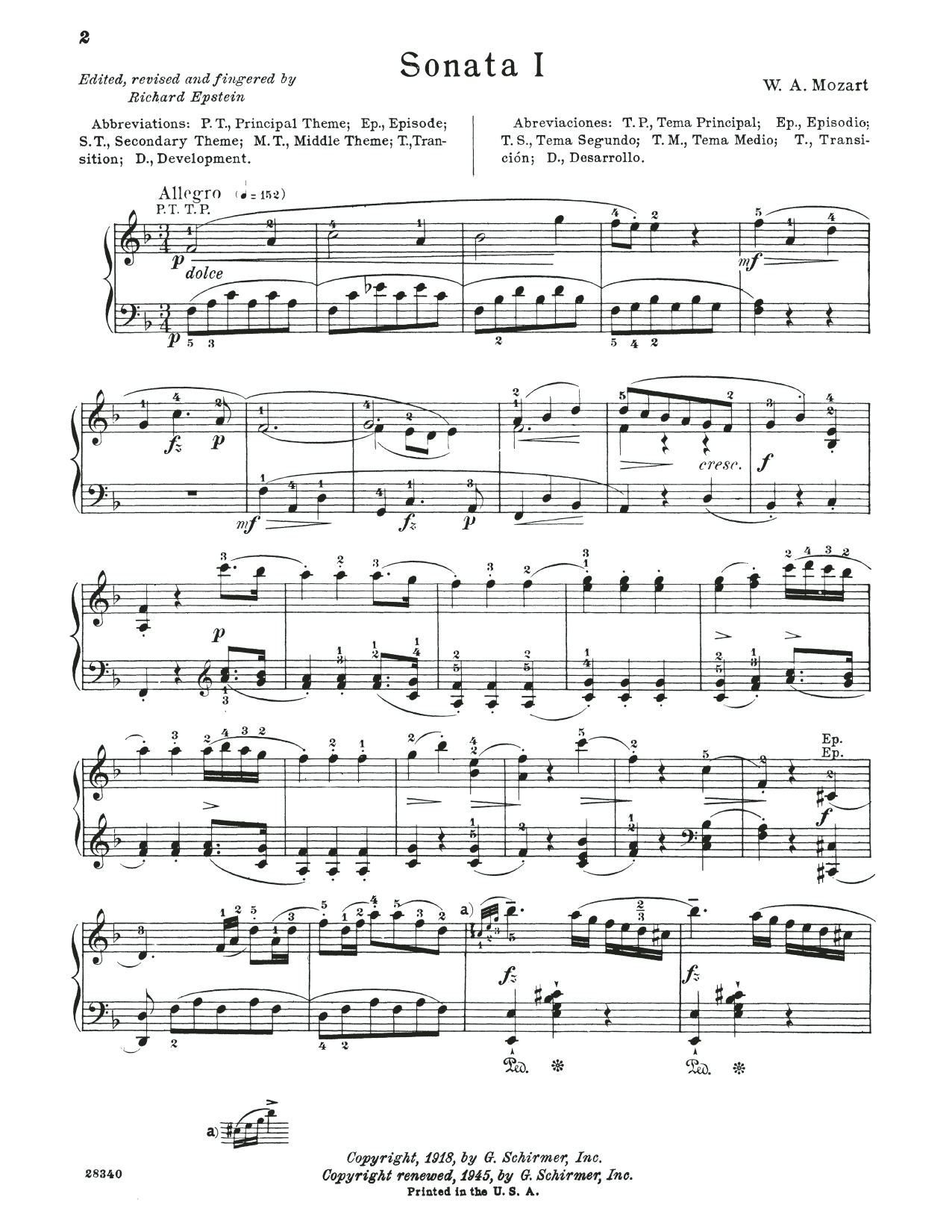 Wolfgang Amadeus Mozart Sonata In F Major, K. 332 Sheet Music