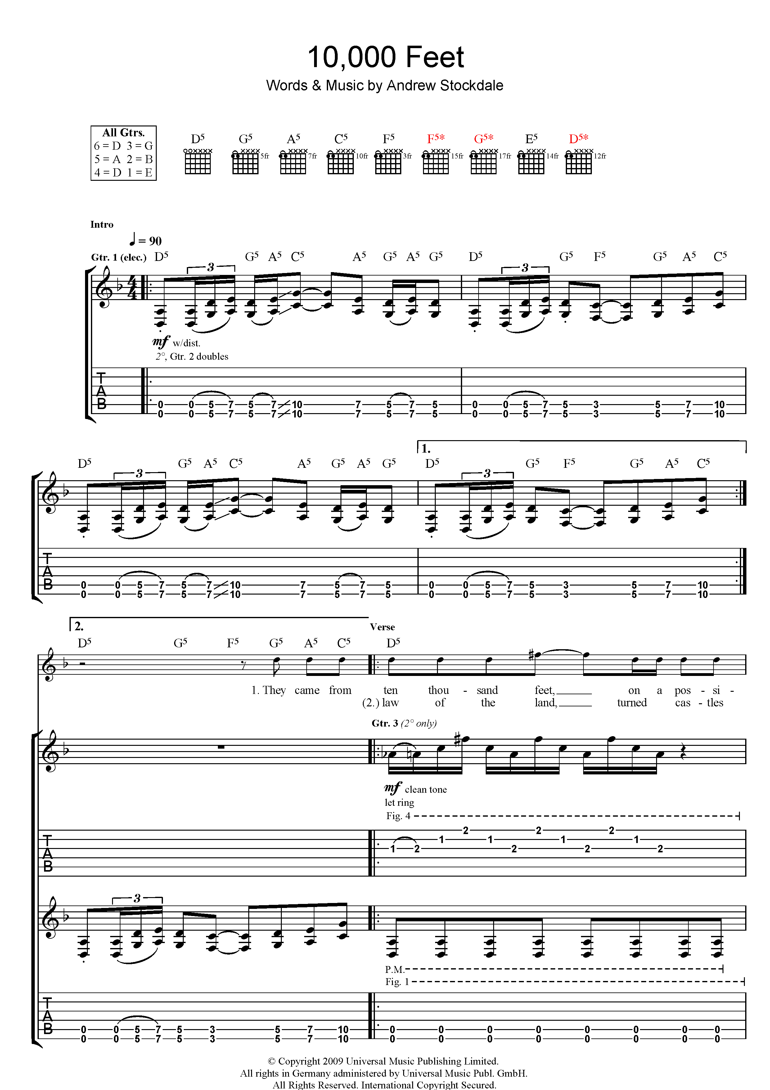 Wolfmother 10,000 Feet Sheet Music