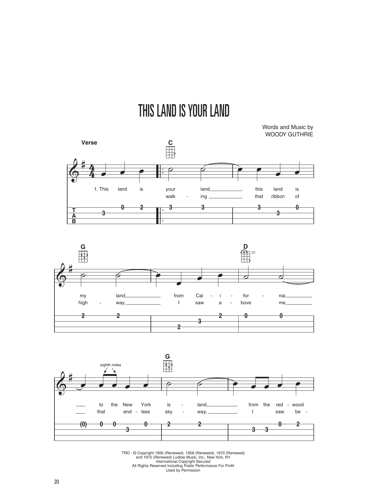 Woody & Arlo Guthrie This Land Is Your Land Sheet Music
