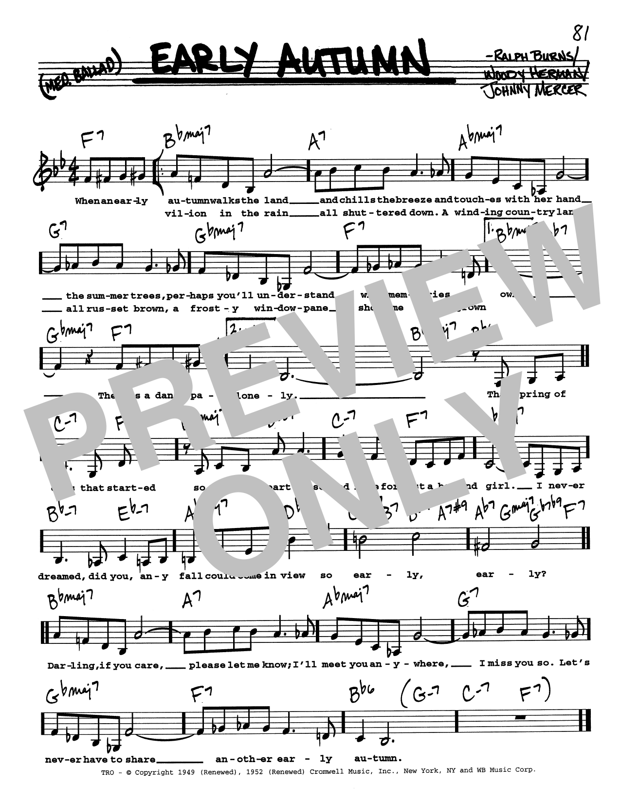 Woody Herman Early Autumn (Low Voice) Sheet Music