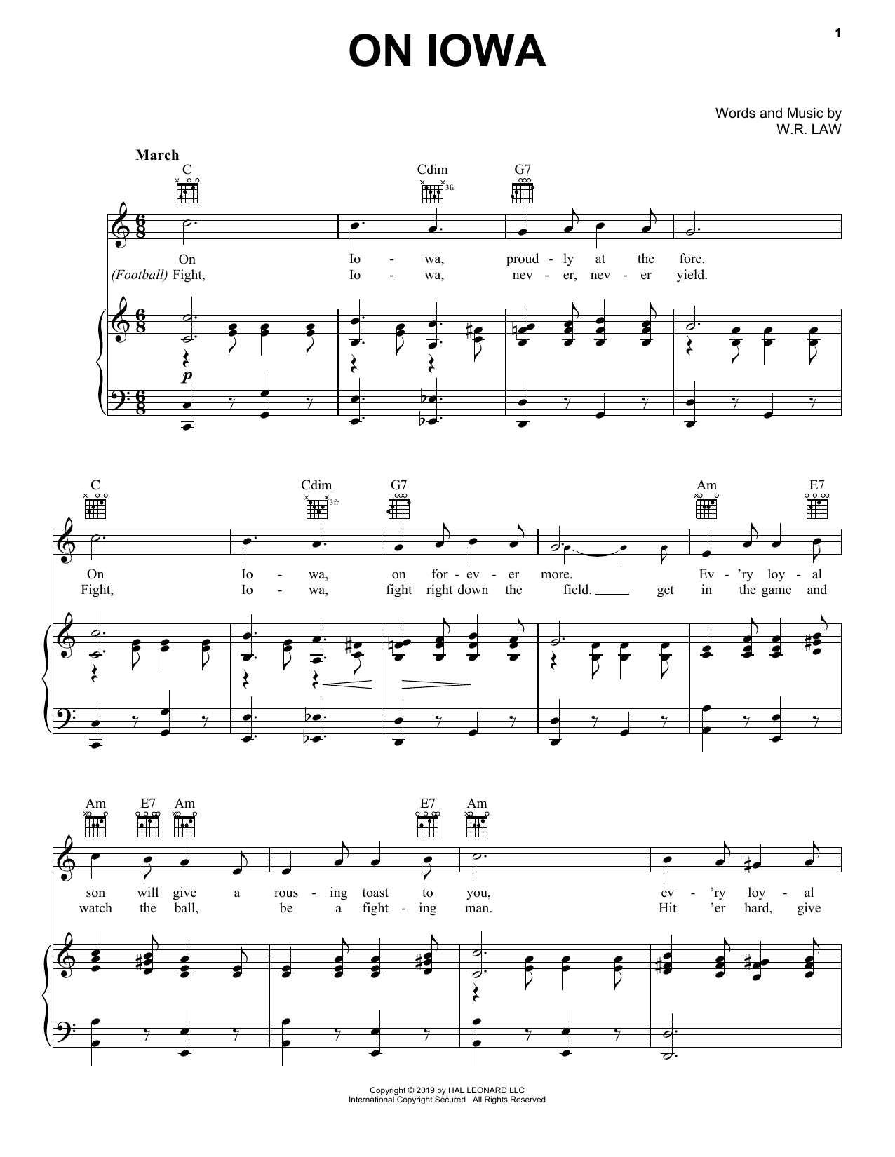 W.R. Law On Iowa Sheet Music