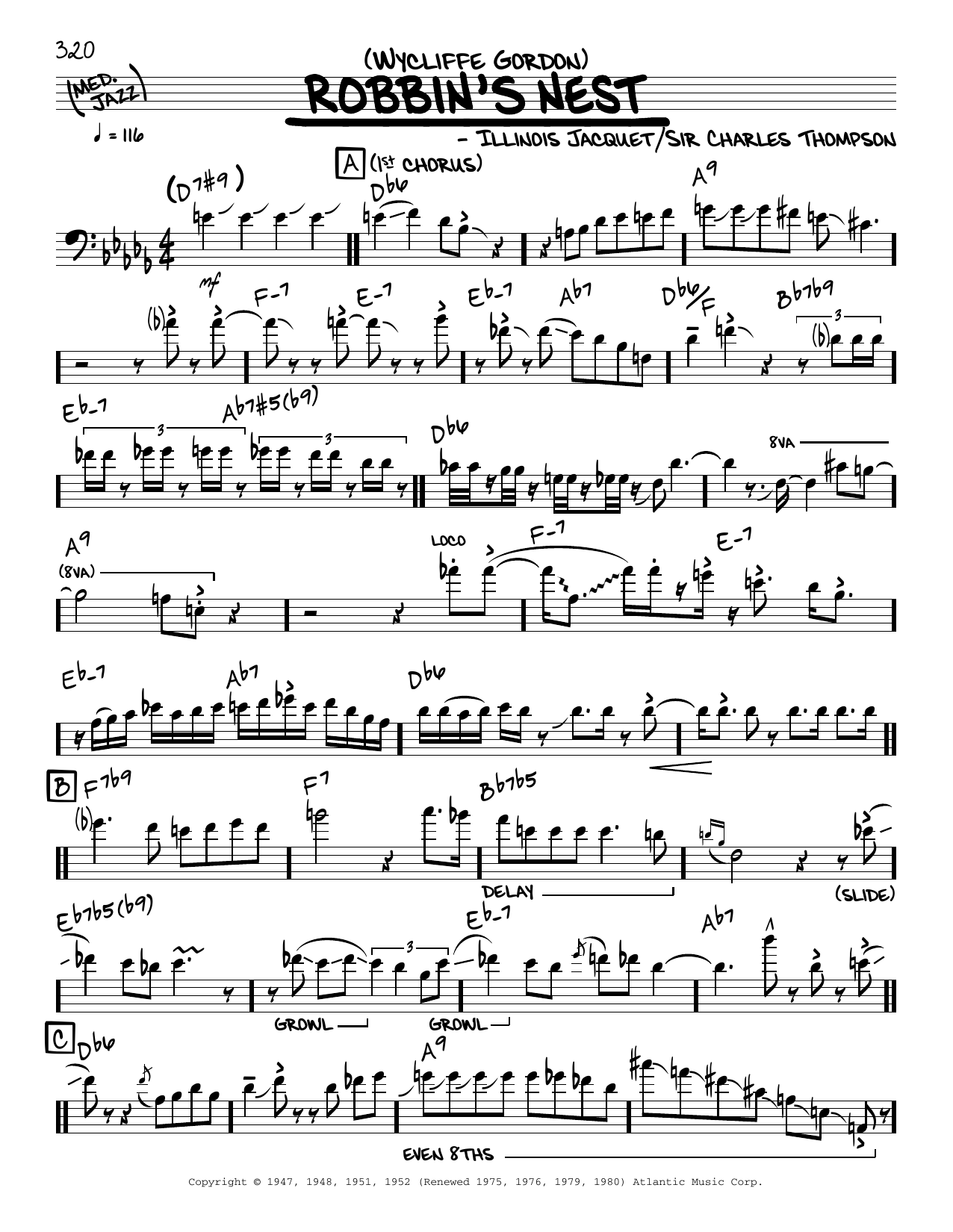 Wycliffe Gordon Robbin's Nest Sheet Music