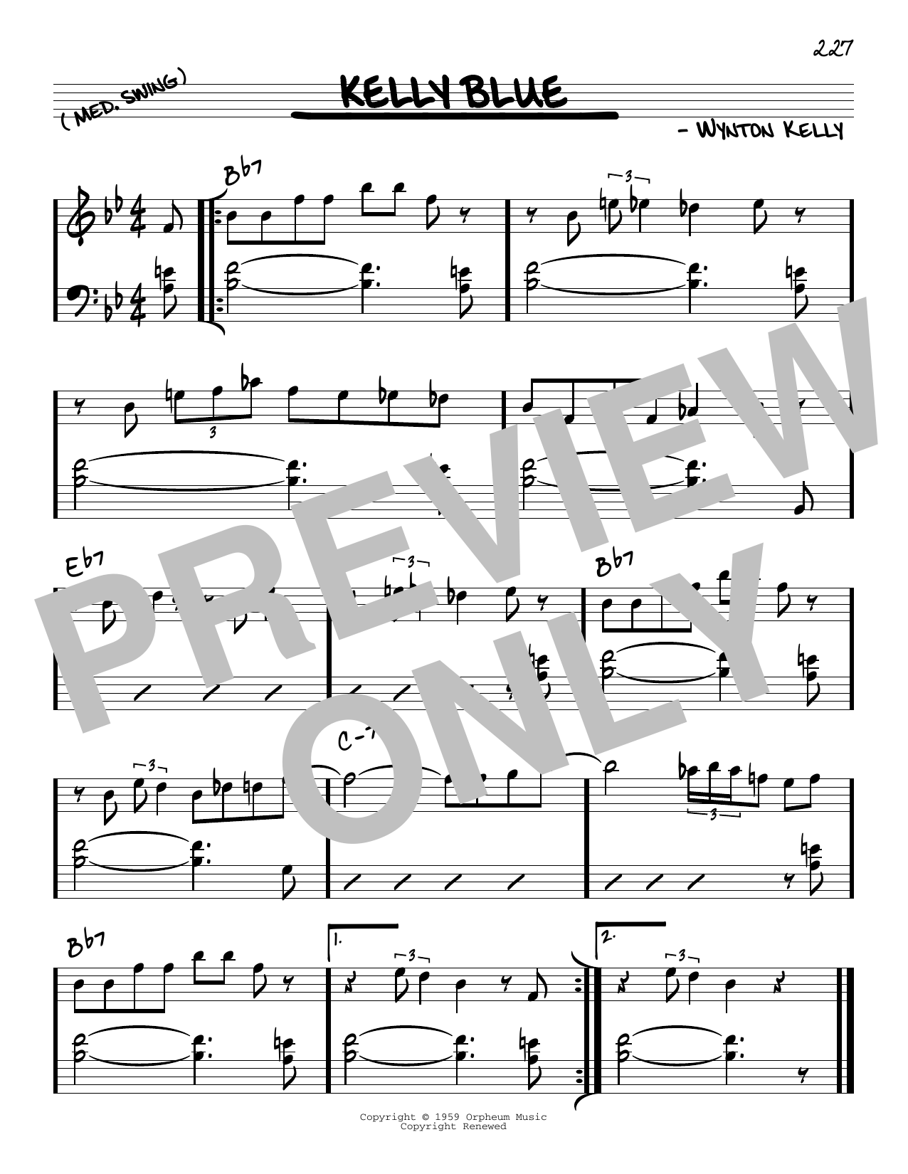 Wynton Kelly Kelly Blue Sheet Music
