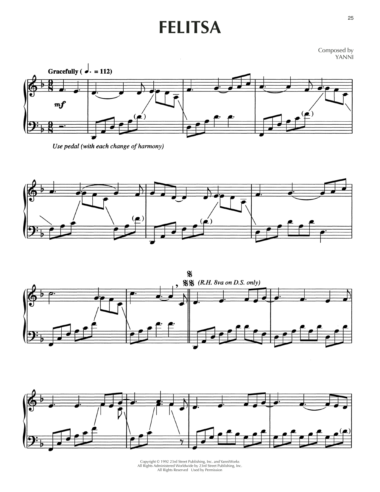 Yanni Felitsa Sheet Music