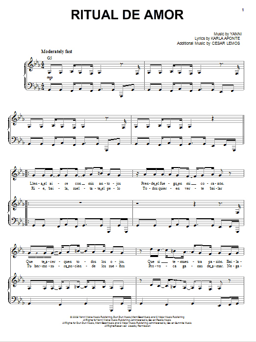 Yanni Ritual De Amor Sheet Music