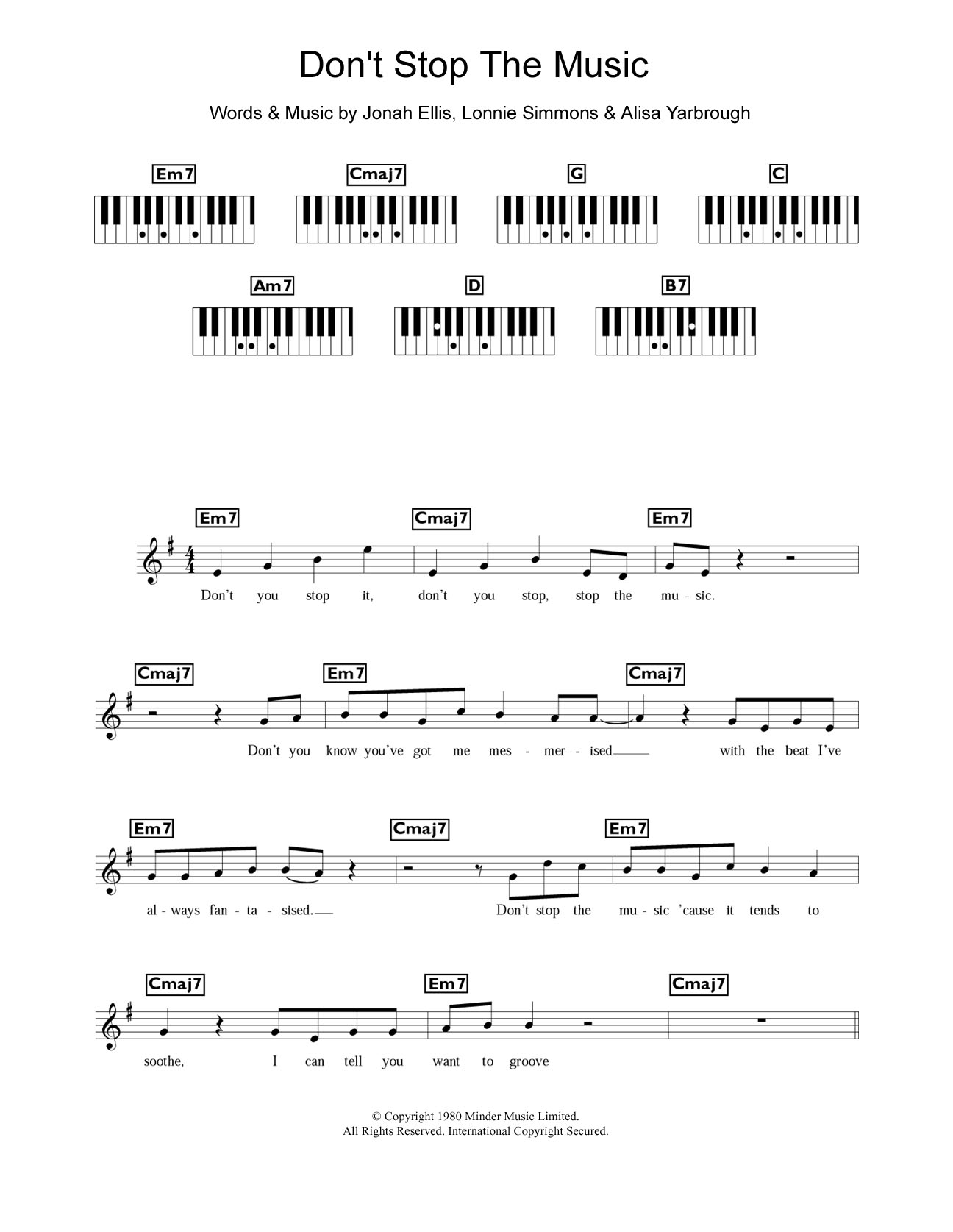 Yarbrough and Peoples Don't Stop The Music Sheet Music