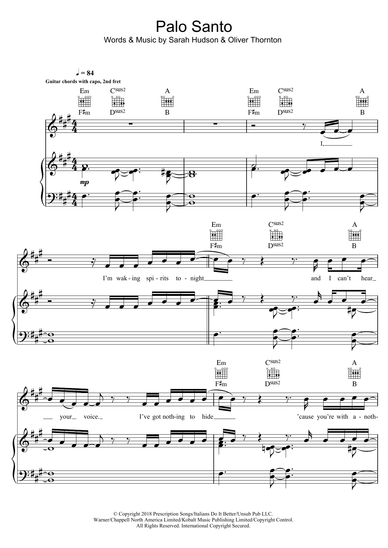 Years & Years Palo Santo Sheet Music