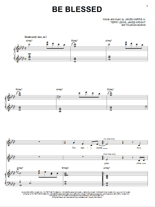 Yolanda Adams Be Blessed Sheet Music