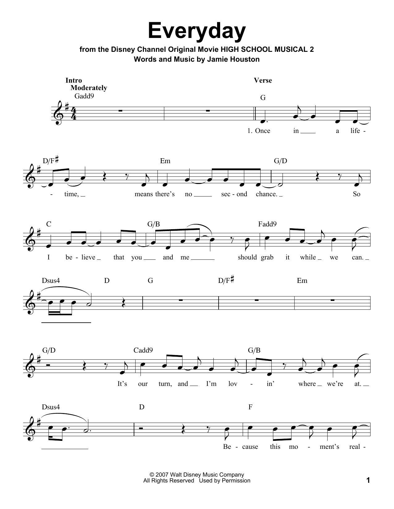 Zac Efron and Vanessa Anne Hudgens Everyday Sheet Music