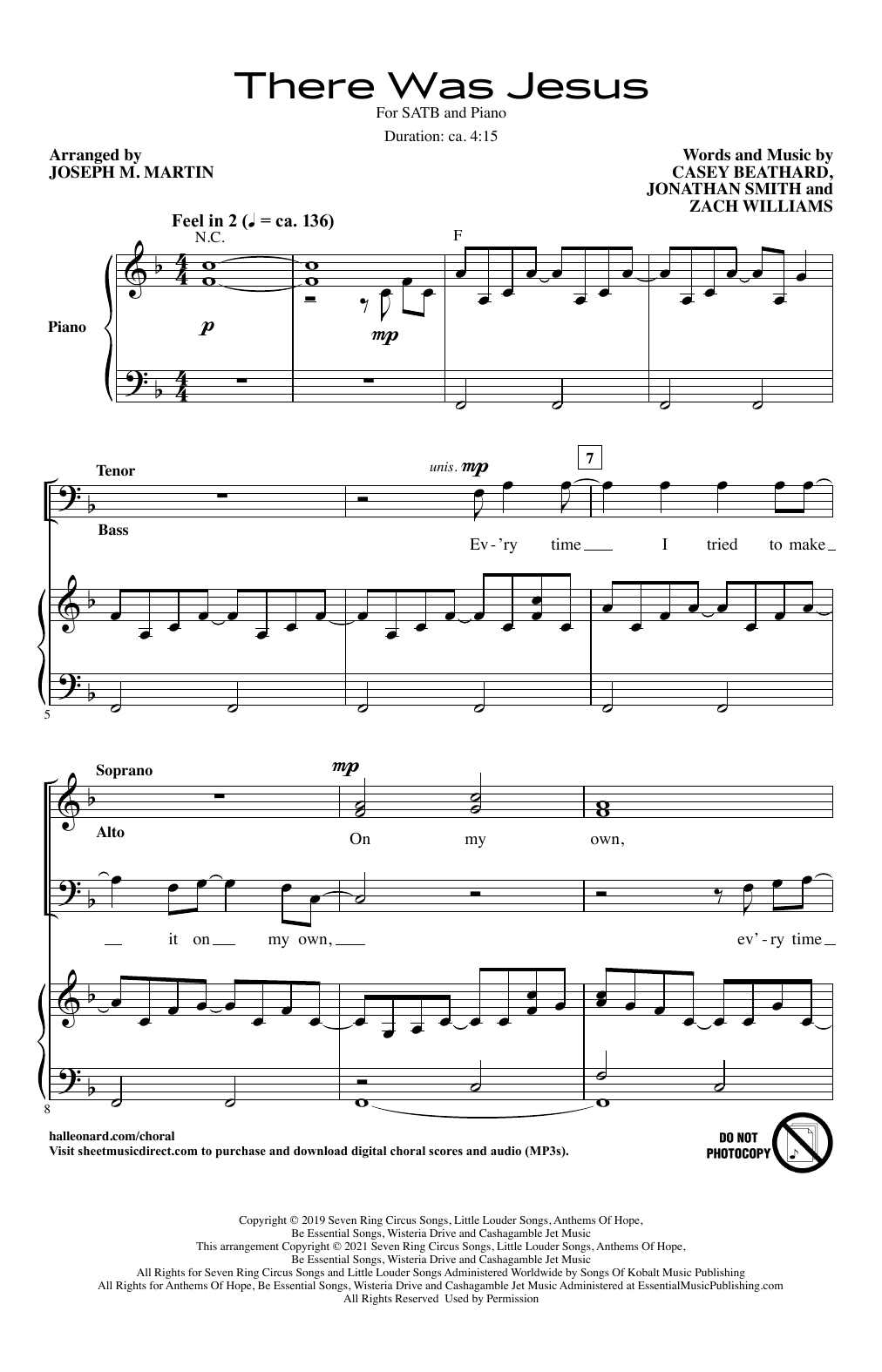 Zach Williams There Was Jesus (feat. Dolly Parton) (arr. Joseph M. Martin) Sheet Music