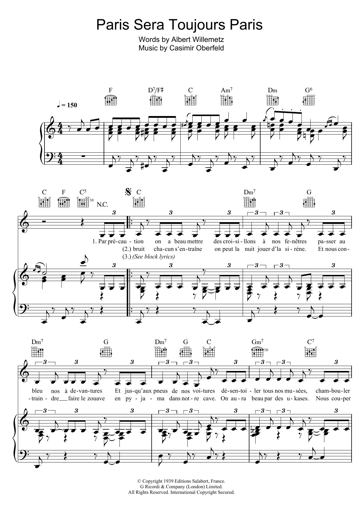 Zaz Paris sera toujours Paris Sheet Music