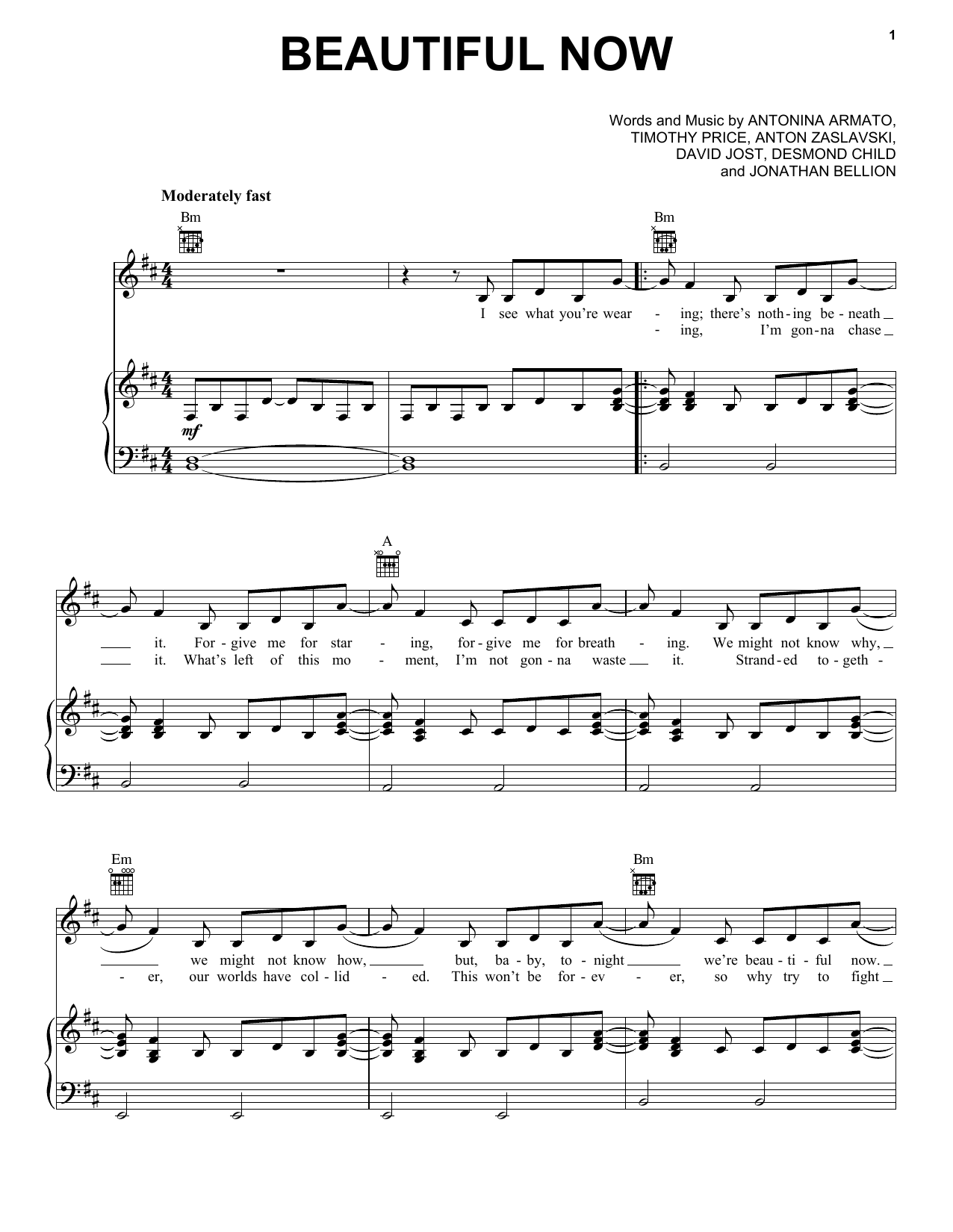 Zedd Beautiful Now Sheet Music