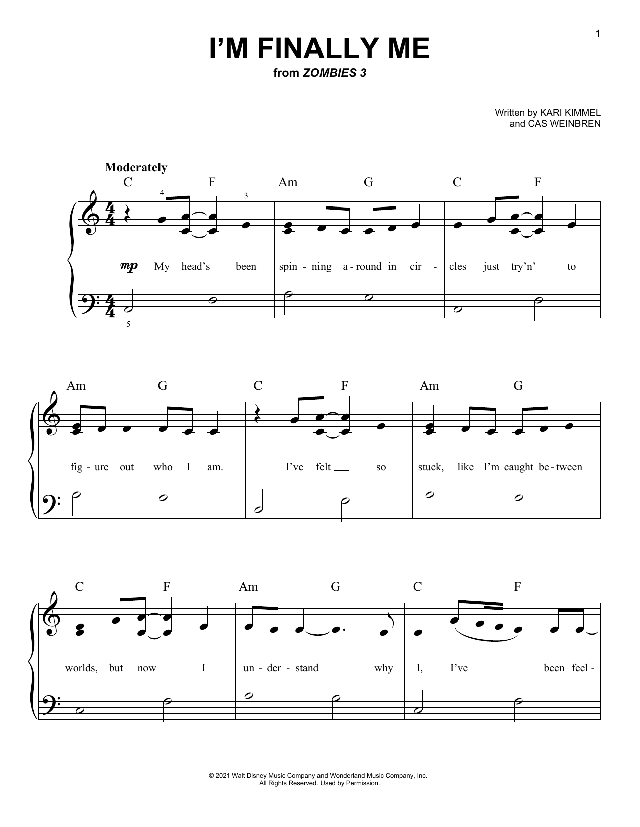 Zombies Cast I'm Finally Me (from Disney's Zombies 3) Sheet Music