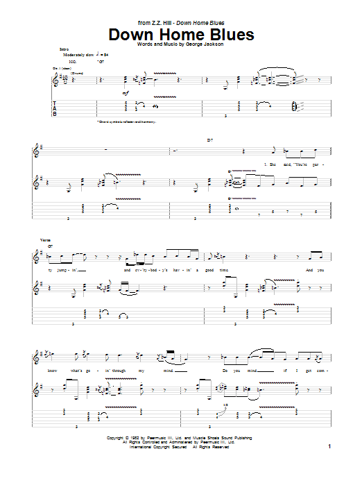 Z.Z. Hill Down Home Blues Sheet Music