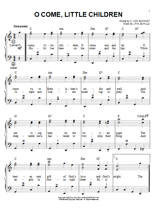 C. von Schmidt O Come, Little Children Sheet Music