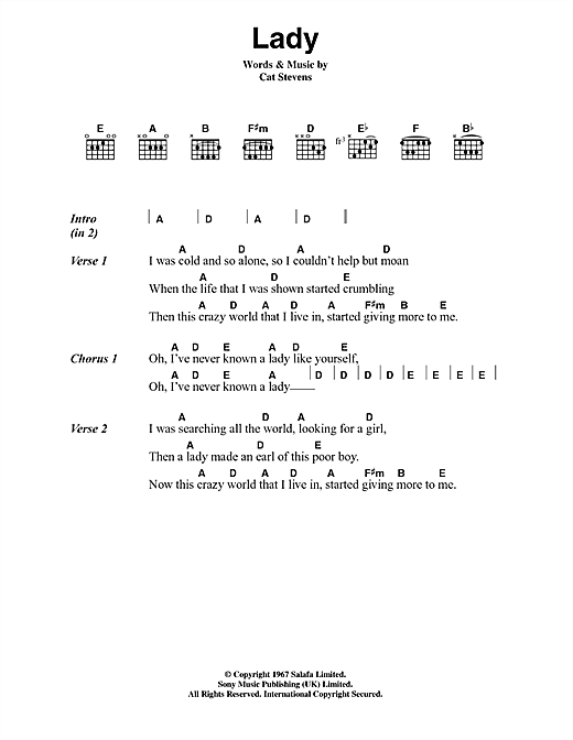 Cat Stevens Lady Sheet Music
