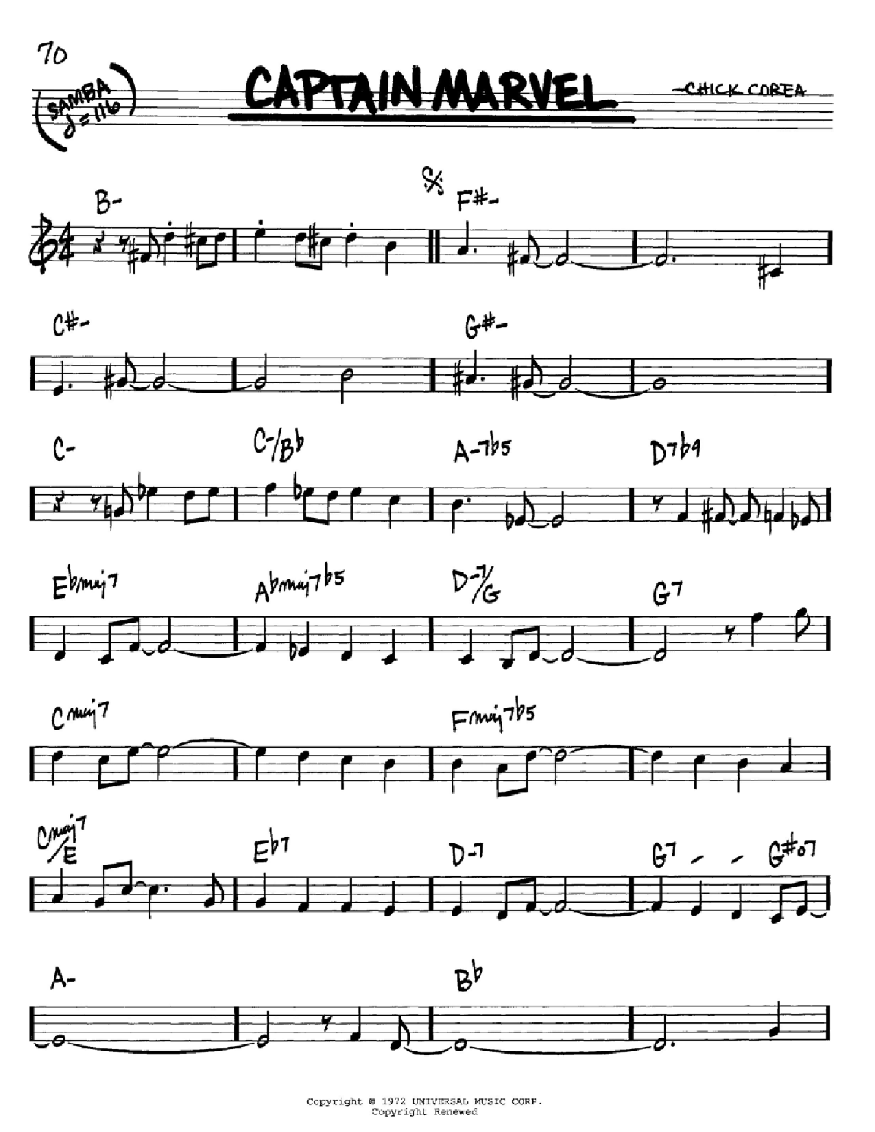 Chick Corea Captain Marvel Sheet Music